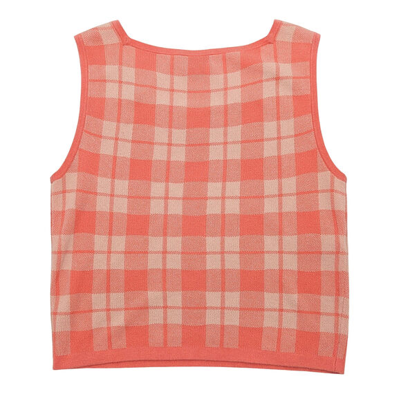 KATE SPADE NEW YORK Plaid Sleeveless‎ Sweater In Lychee XS - Picture 6 of 9